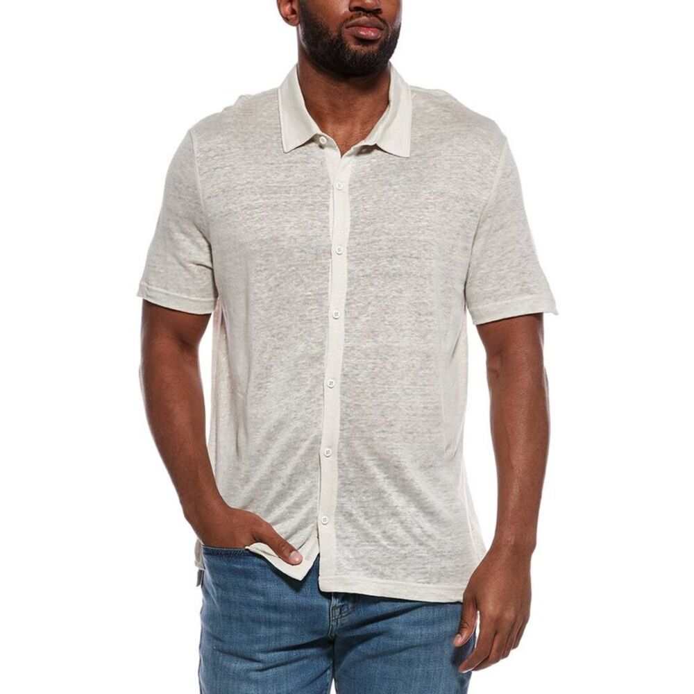 Onia Mens  Dylan Linen Shirt, Gray
